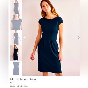 BODEN NWT / NAVY FLORRIE DRESS /100% COTTON KNIT /SO FLATTERING!